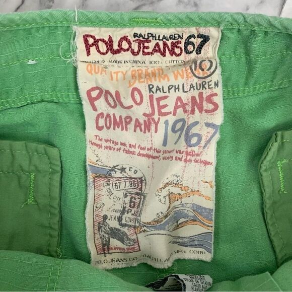 Ralph Lauren Polo Jeans 67 Green Shorts 100% Cotton size 10 - Picture 2 of 6
